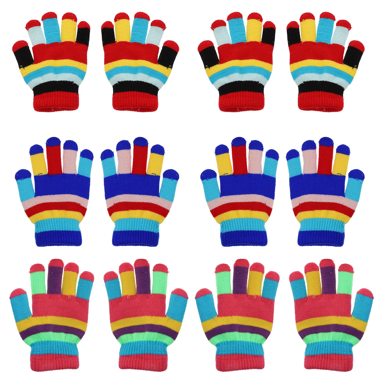 6Pairs Warm Gloves Winter Mittens Simple Fashion Design Bright Colors for Skiing Climbing Hiking Party Everyday Wear