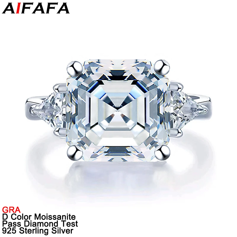 

5 Carat Real Asscher Cut Moissanite Lab Diamond Rings for Women s925 Silver 10*10mm Square Moissanite Wedding Ring Fine Jewelry