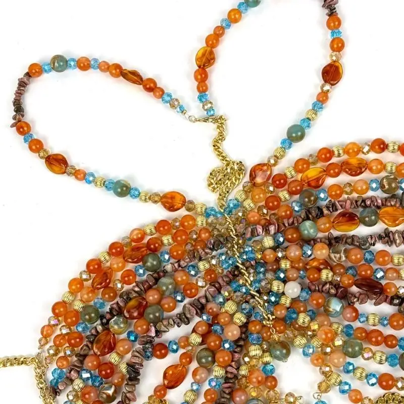 y3ne Halter Neck Crop Top with acrylic multiclor multicalor body body body chain chain stair form