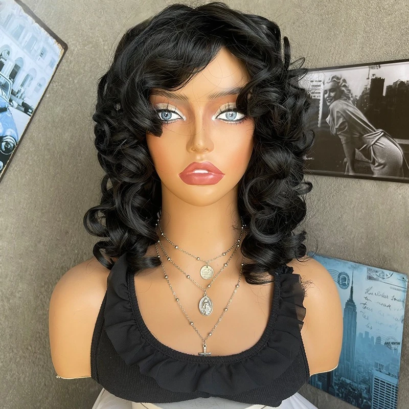 

African wig long curly hair big wave chemical fiber headgear loose wave hair wigs