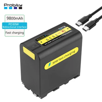 양방향 고속 충전 LED 디스플레이, 소니 CCD-RV100 NP-F970 F960 F750 F550 배터리, 9800mAh NP-F970 NPF970 배터리, 30W PD