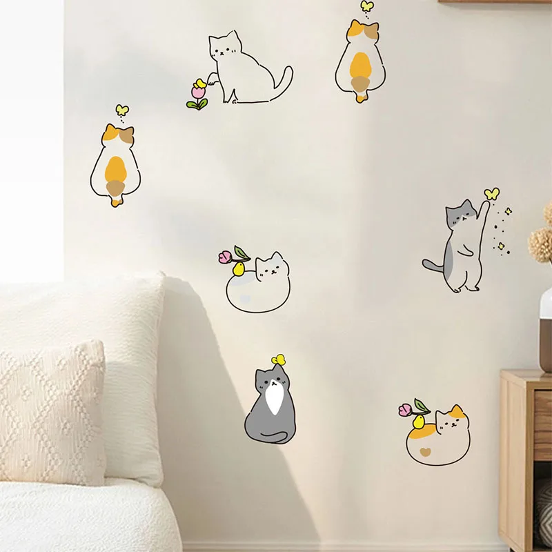 Cartoon pattern personality fun funny pet cat cute cat paw wall sticker