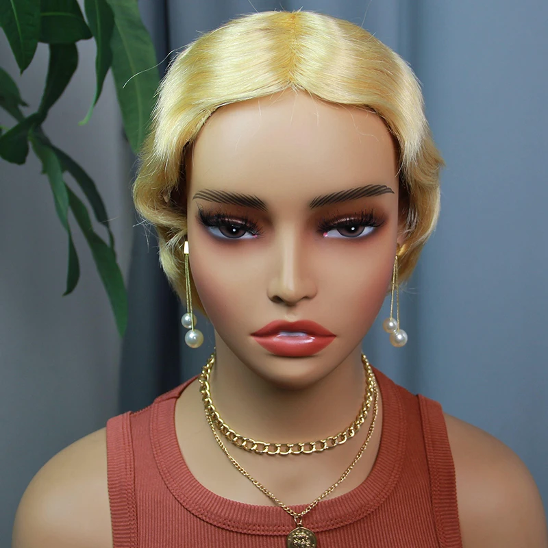 Short Pixie Cut Wigs Human Hair Brazilian Remy Hair Colored 27 Pixie Cut Wig Human Hair Cheapest Full Machine Made Wig On Sale