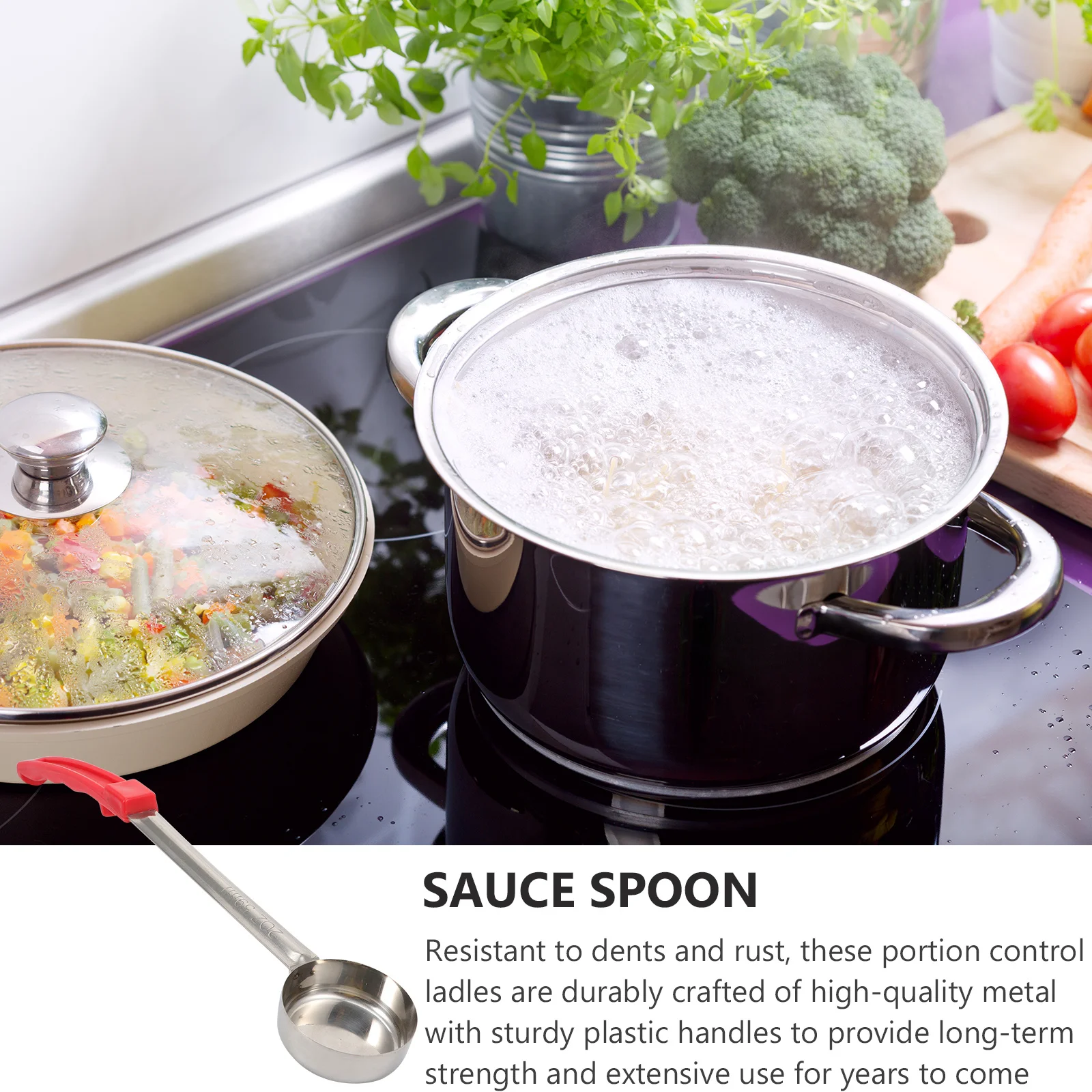 

1pc Portion Control Ladles Stainless Steel Sauce Spoon For Kitchen Oil Water Transfer Lightweight Ladle