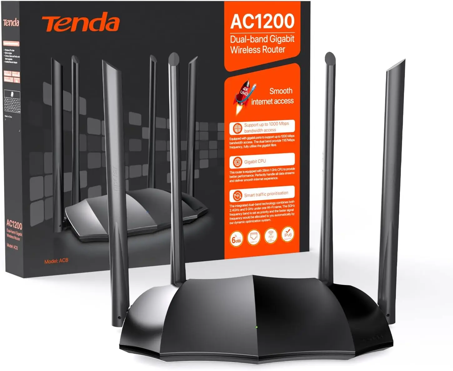 Imagem -06 - Tenda-roteador sem Fio Ac8 5.0 Ac1200m Wi-fi Suporte Ipv6 Cobertura Doméstica Banda Dupla Aplicativo Inteligente Versão Global