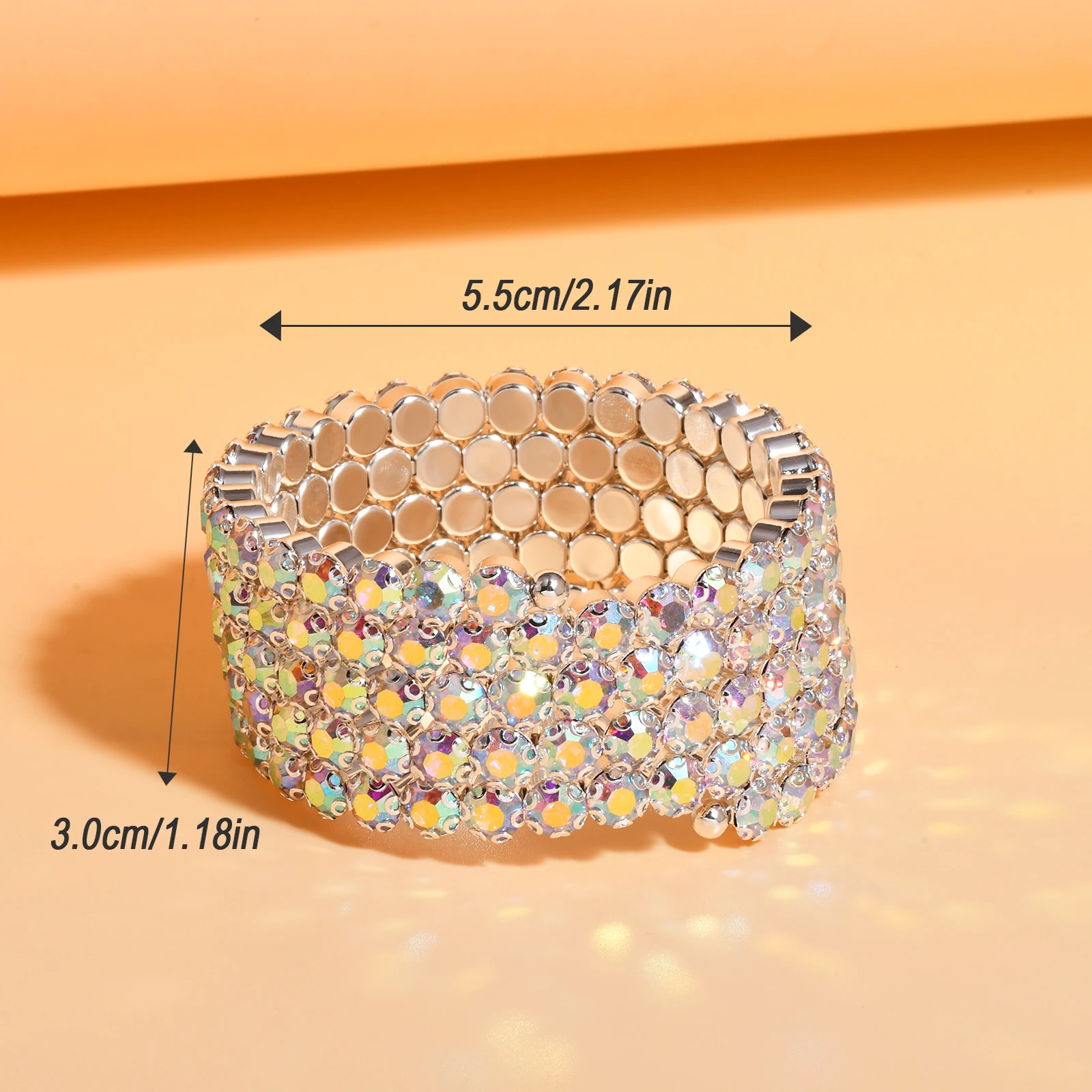 5 Layers Winding Models Personalised Fashion Open AB Colour Rhinestone Bracelet Jewellery Suitable for Stage Wedding Wear