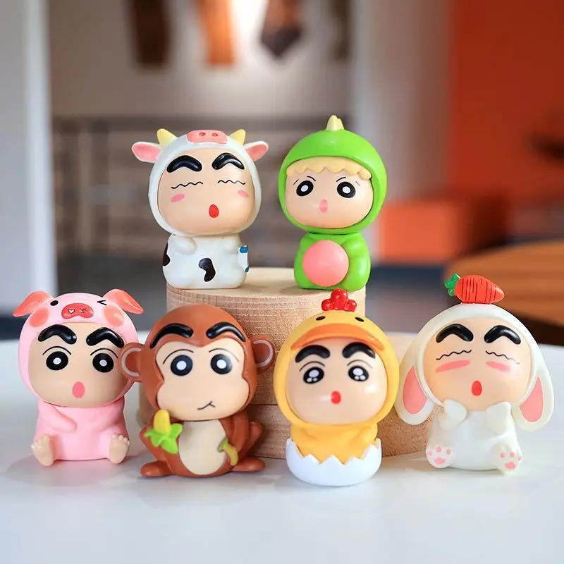 6 Buah/Set Anime Crayon Shin-Chan Action Figure Inovasi Monyet Shin Chan Patung Boneka Model Dekorasi Mobil Mainan Anak-anak Hadiah Penggemar