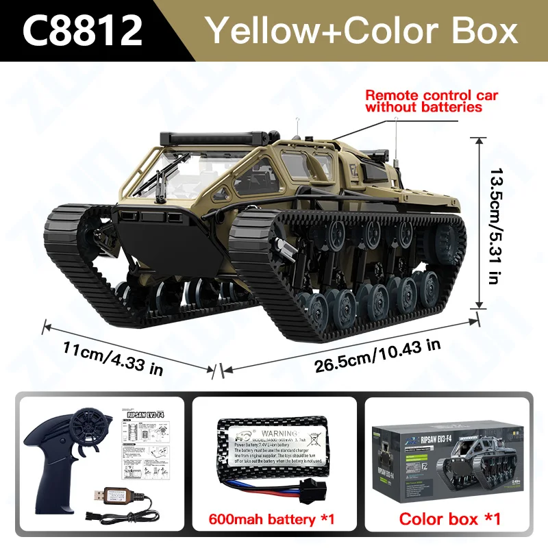 C8812/ C8812 MAX LED Light Full Scale Tracked Tank Simulation