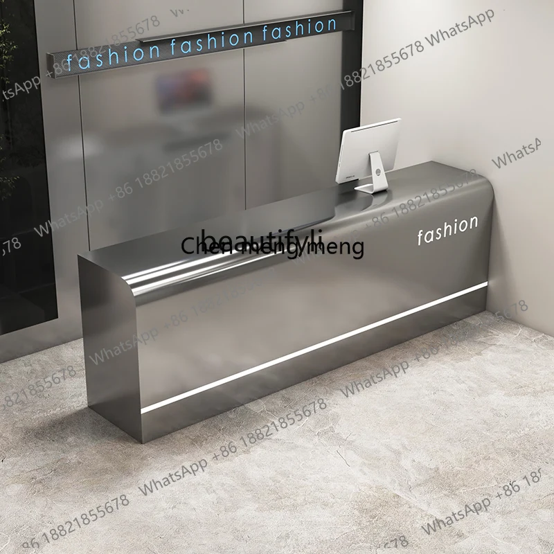 

Новое поступление, магазин одежды, касса из нержавеющей стали, простой современный парикмахерский бар, салон красоты, стойка регистрации