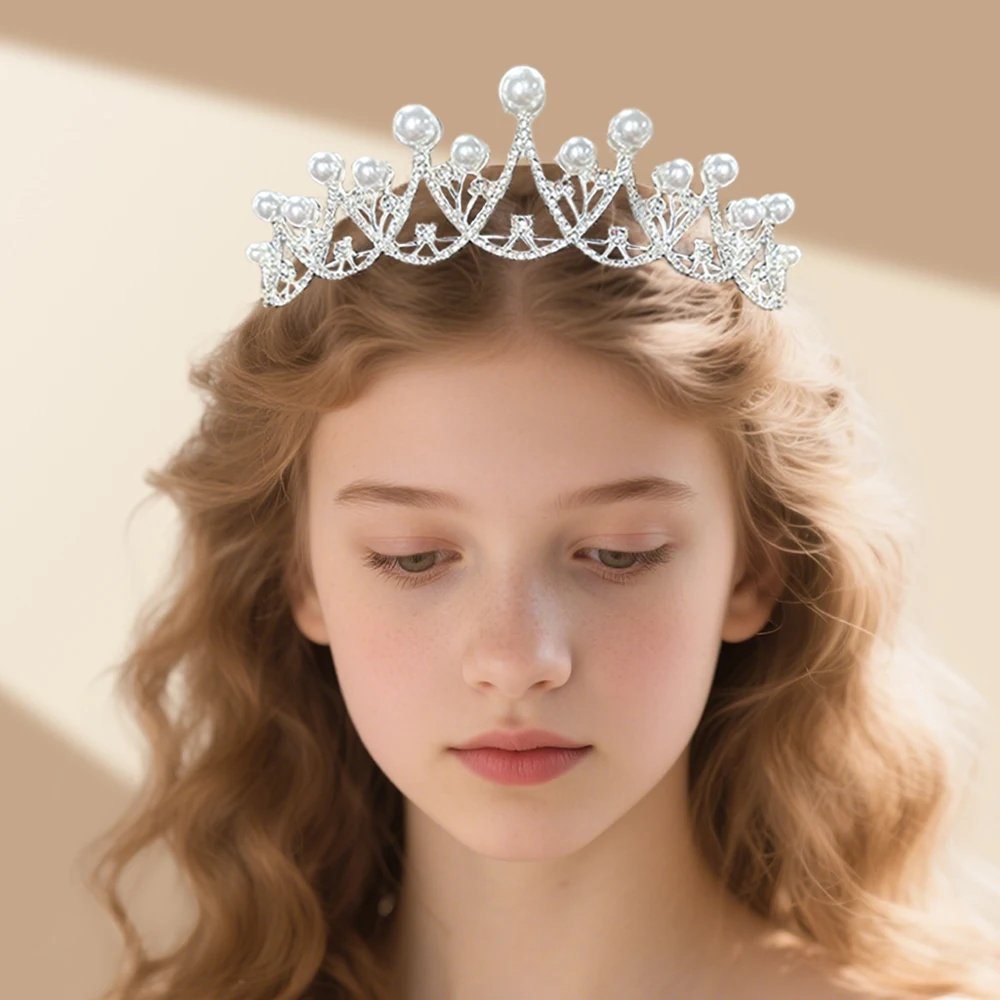 Elegant Pearl Crown Single Fashion Accessory Princess Style Shiny Birthday Gift for Girls Instant Special Party Transformation