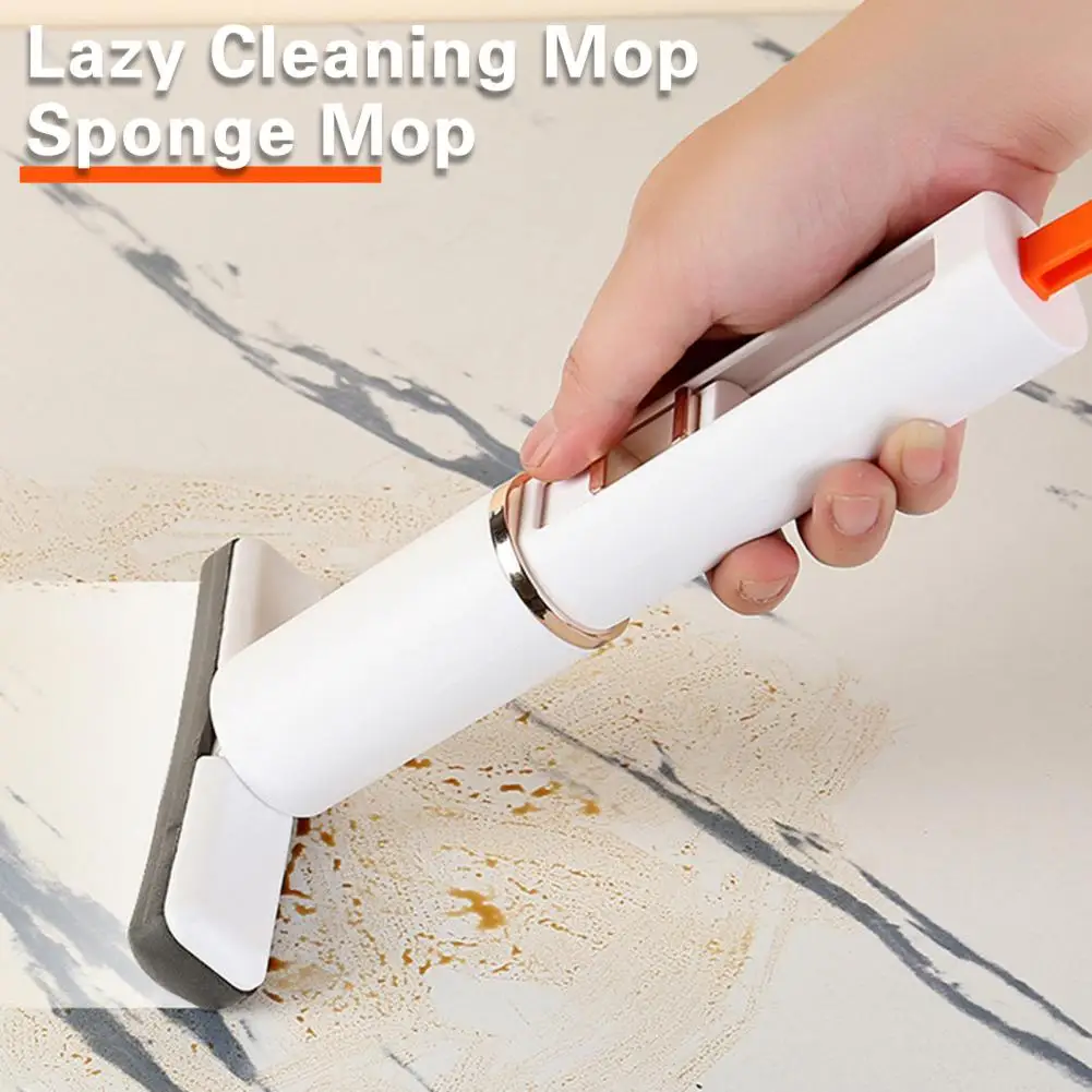 2-in-1 Portable Mini Mop with Brush Powerful Lazy Mop Water Absorbent Compact Size Foldable Floor Mop Versatile Cleaning Tool