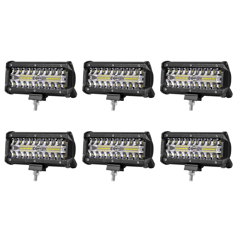 

ABTC-6Set 7Inch 120W Combo Led Light Bars Spot Flood For Work Driving Offroad Boat Car Tractor Truck 4X4 SUV ATV 12V 24V