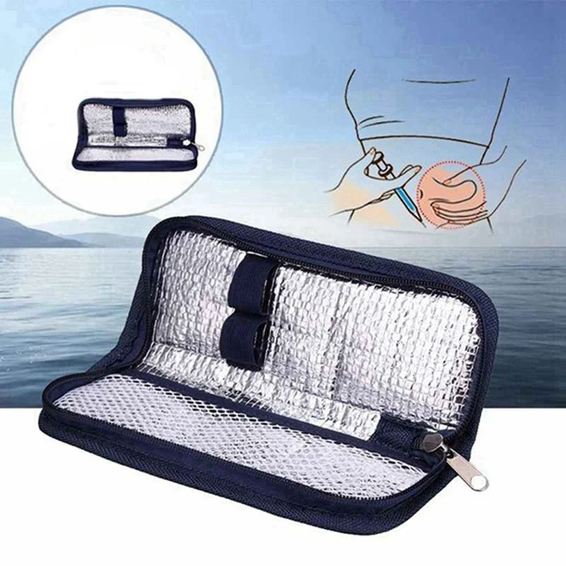 Sac isotherme bleu marine pour Kf-4X insuline chaude, étui de voyage, évaluation des médicaments pour diabétiques