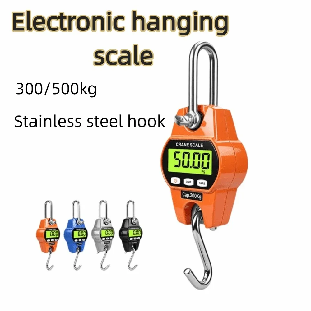 300/500KG Electronic Hook Scale LCD Screen Aluminum Shell Digital Hanging Scale Heavy Duty Lightweight Crane Scale Outdoor Work