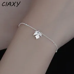 CIAXY Silver Color Maple Leaf Bracelets for Women Small Fresh Fashion Charm Bracelet Fashion Jewelry pulseras