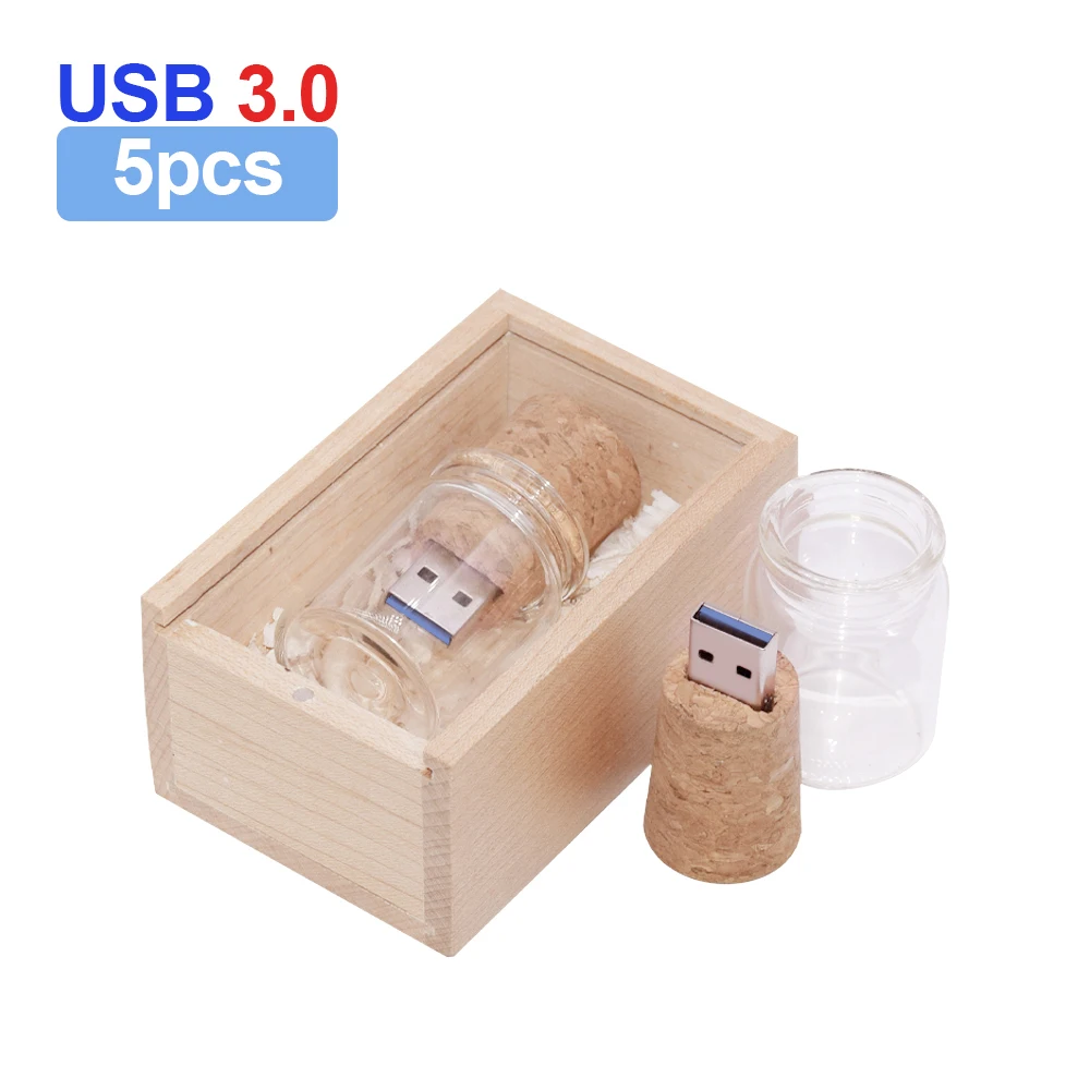 

5 pcs/lot USB 3.0 U Disk Glass Drift Bottle With Cork Flash Drive Pendrive 4GB 8GB 16GB 32GB 64GB 128GB Wedding Gift (Free Logo)