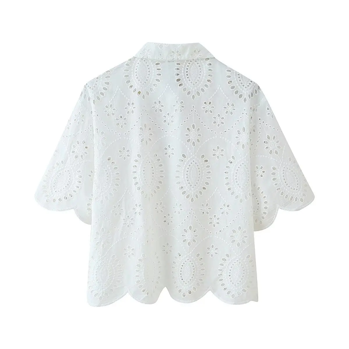 

Original Design Embroidered ort Sve irt Women's Faion Polyester Fabric Pure Color Tee-quarter Sve Summer irt