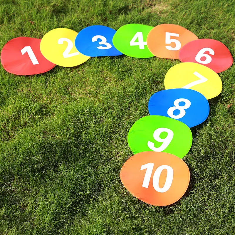 9inch Numbered Floor Spot Markers Set Non Slip Agility Flat Disc Cones for Soccer Basketball Football Baseball 1-10