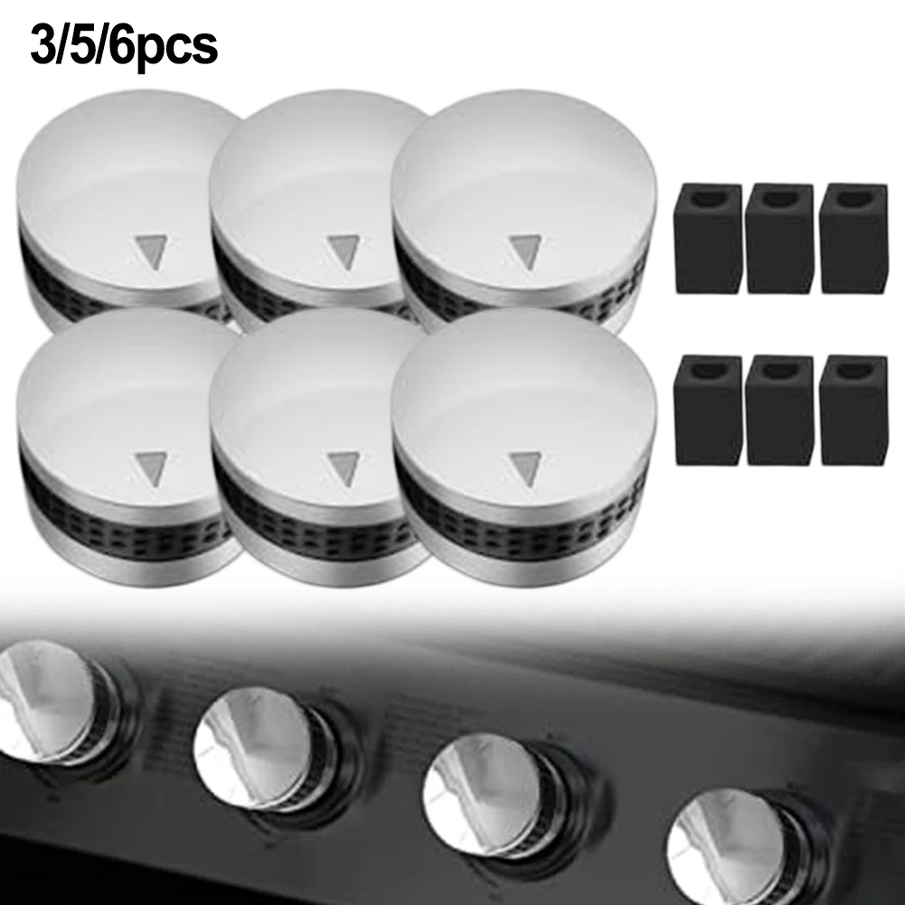 3/5/6PCS Premium Gas Grill Control Knobs Replacement For BBQ Grills Plastic Barbecue Stove Knob With Adapter Accessories