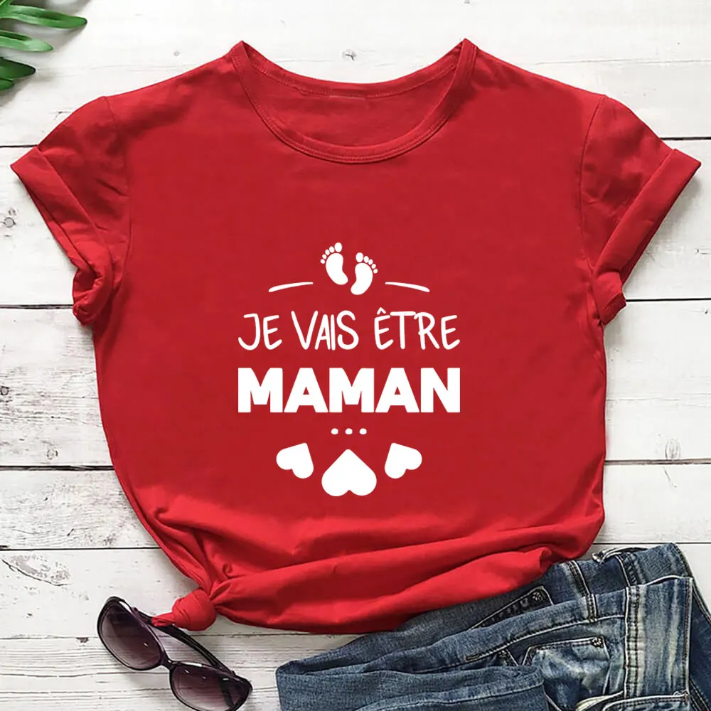 I Am Going To Be A Mom Mother's Day Shirt France Tee 100%Cotton Women Tshirt Funny Summer Casual Short Sleeve Top New Mom Gift