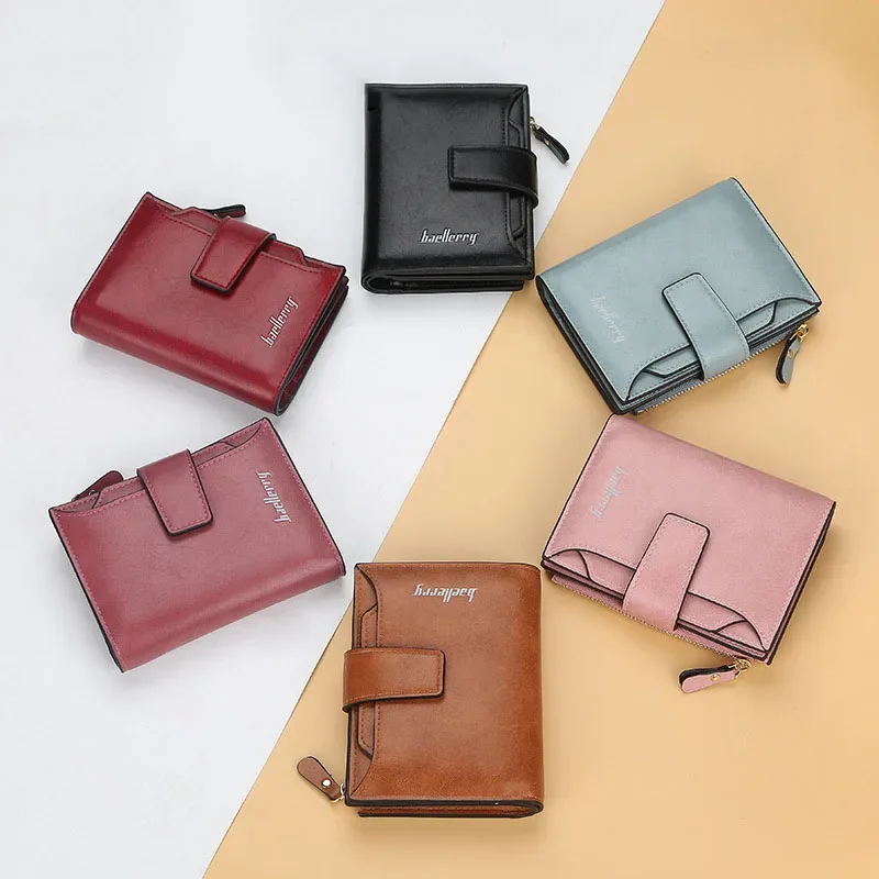 2024 Men Women Coin Purse Wallet PU Leather Zipper Haps Business Card Holder Money Bag Short Wallet Driving License Bag Unisex