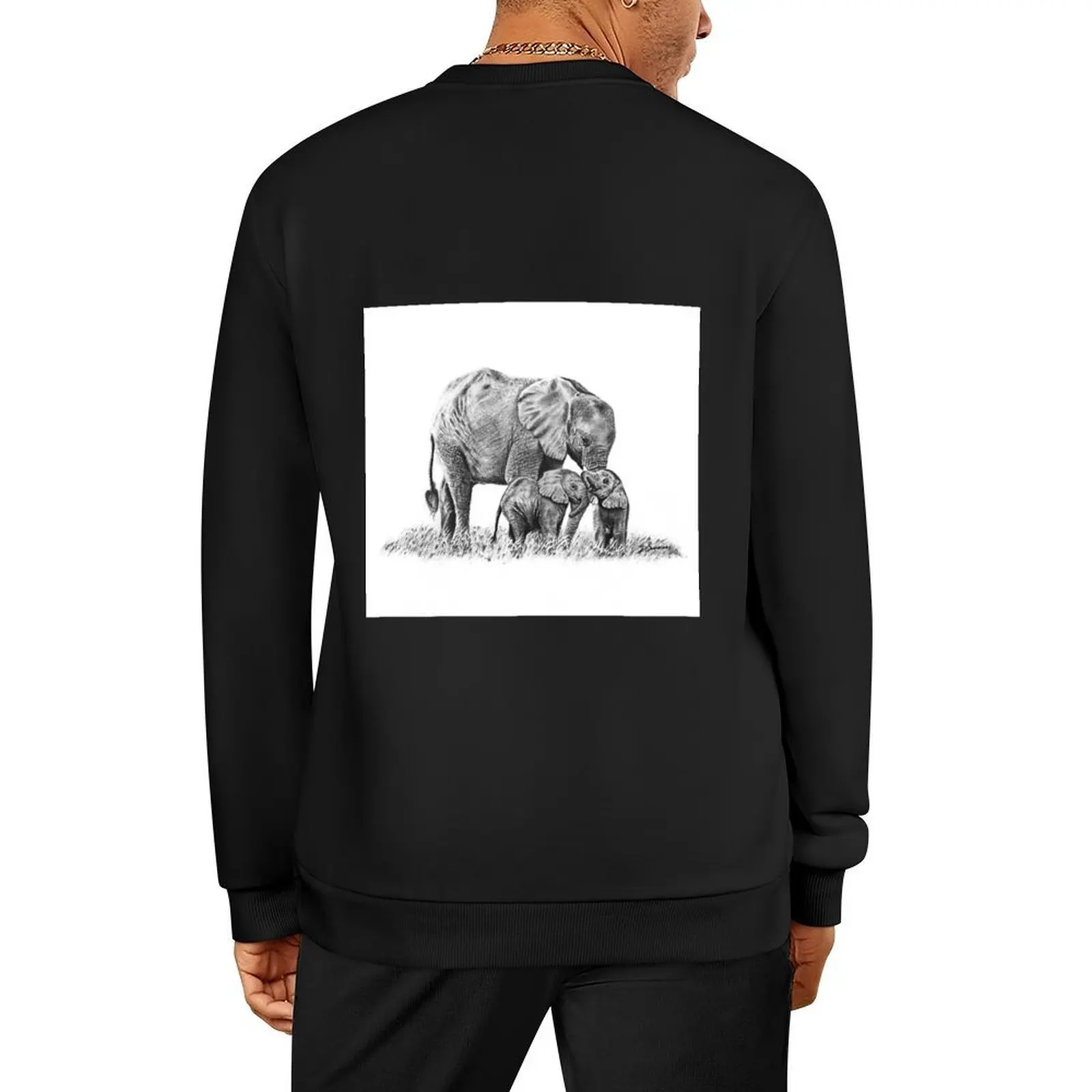 

Mother elephant and her calves Pullover men's clothes men's coat men clothes men's sweat-shirt sweatshirts men