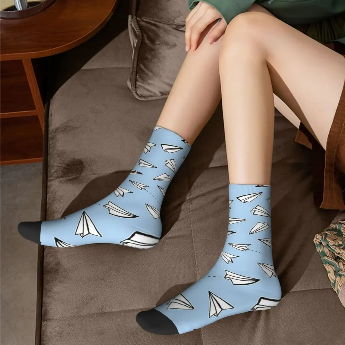 Calcetines azules de papel para hombre y mujer, medias largas de alta calidad, estilo Harajuku, accesorio para todas las estaciones, ideal para regalo de cumpleaños