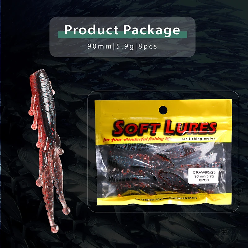8 قطعة/الوحدة 90 مللي متر ، 5.9 جرام الكمال لينة سيليكون الصيد السحر مجموعة ، دودة ، تكساس تلاعب ، الزحف إغراء ل باس وبايك ، سهلة ShinerLures