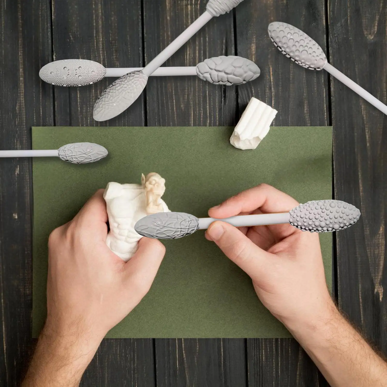 Picture 3: 5PCS Texture Tool Sets For Clay Art Clay Modeling Pattern Rollers Kit Texture Rolling Emboss Plaids Hand Rollers For DIY Crafts