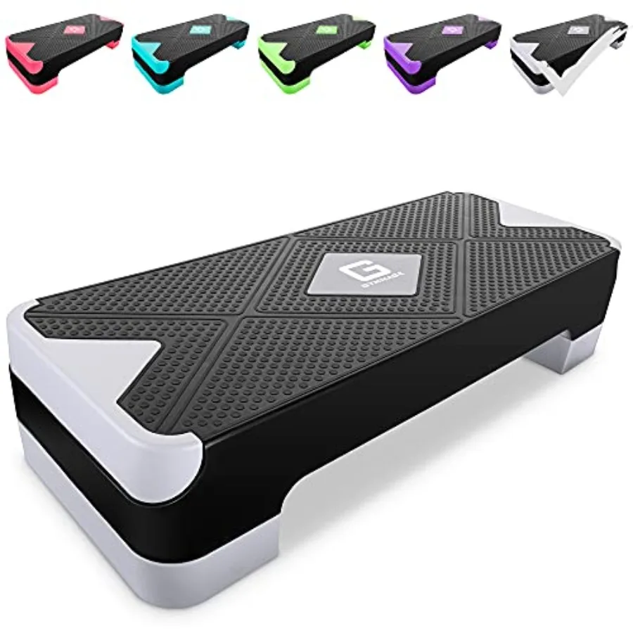 

Регулируемый аэробный степпер с 2-мя подставками, 26,5-дюймовая нескользящая платформа для упражнений, для домашнего спортзала, фитнеса, с дополнительными опциями для увеличения высоты