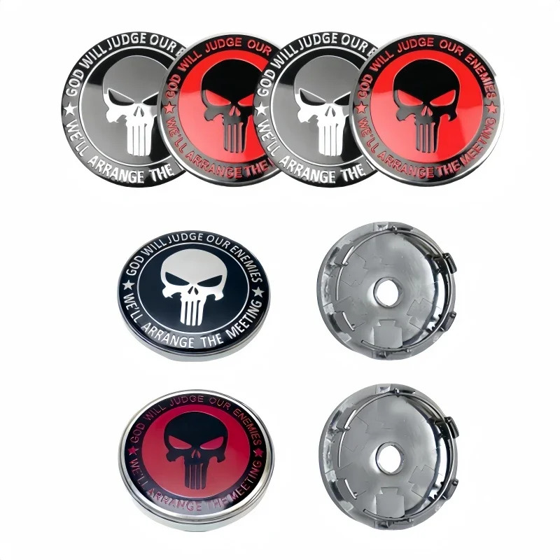 1group Skull logo Car Hubcap sticker fashion Car Wheel hub sticker car sticker decoration 60MM aluminum car tire sticker