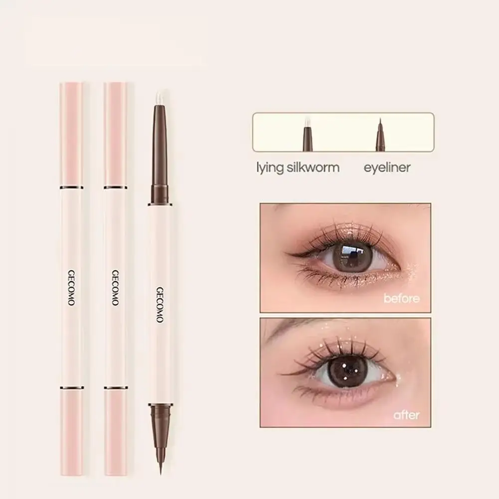 GECOMO Double-ended Lying Silkworm Pencil with 0.01mm Eyeliner Shimmer Eyeshadow Makeup