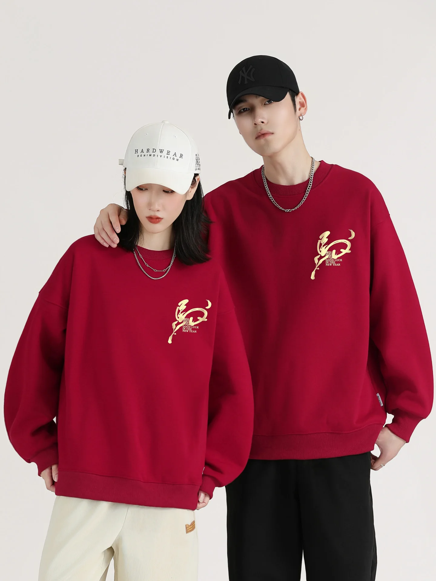 

Лимитированная серия: Красная толстовка 2026 года (Китайский зодиак) – Женская модная одежда для весны и осени, парная модель, повседневная, комфортная посадка