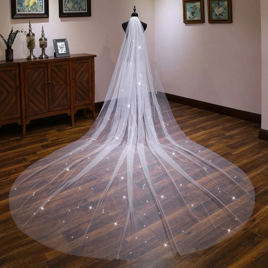 

New Arrival One Layer Ivory Champagne Wedding Bridal veils Cathedral wedding accessories Boda velo de novia
