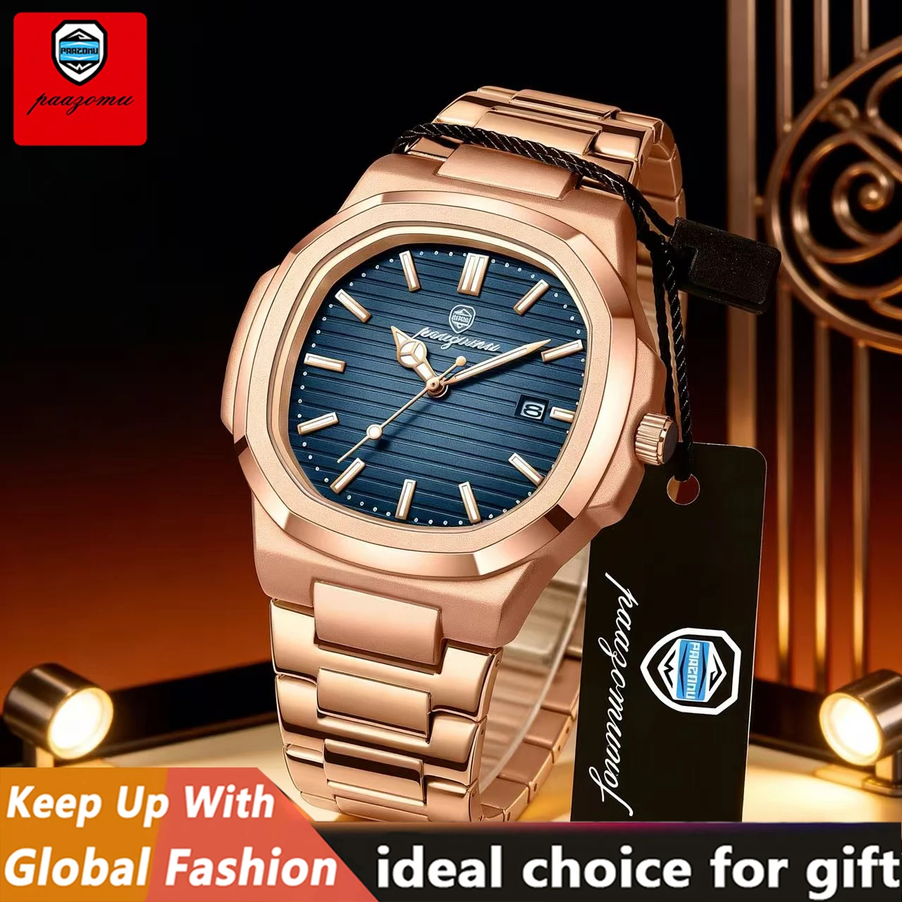 

PAAZOMU Top Luxury Men Wristwatches Stainless Steel Waterproof Luminous Man Watch Date Week Quartz Business Men's Watches Reloj