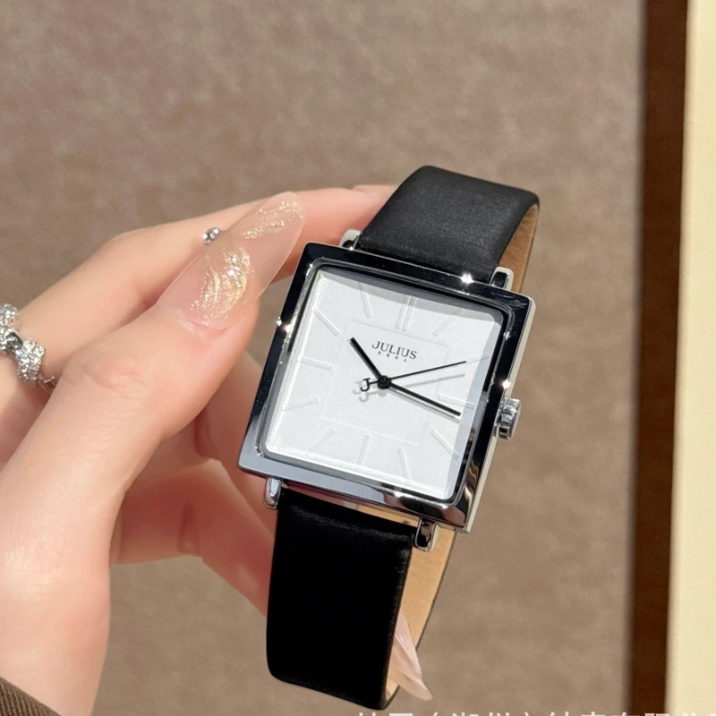 Relojes de cuarzo de marca para mujer, reloj con pulsera de cuero cuadrada dorada, moda informal, relojes de promoción baratos para mujer 354