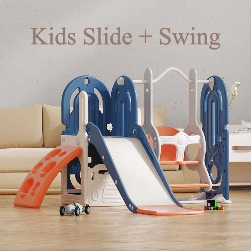 Children Slide Set with Swing Climbing Stair Kids Slides Indoor Outdoor Multi-functional Slides Swings Adjustable Height Toys
