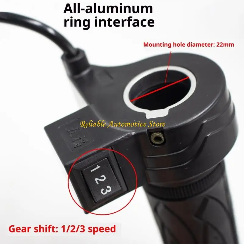 M68B Twist Grip Handle for Electric Bike Repair with Built In 1 2 3 Selector, Molded Hold Pattern and Set Control Part for
