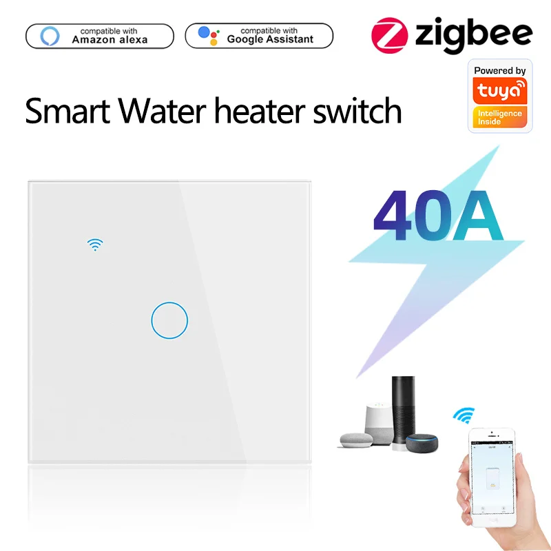 

ANDELI 8000W 40A Zigbee Water Heater Israel Switch Touch Sensor Air Conditioner with Google Home & Alexa for EU/US