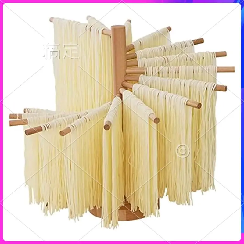 

NEW-Wood Pasta Dryer Rack, Collapsible Spaghetti Noodle Dryer, Pasta Hanger Rack With 16 Suspension Rods