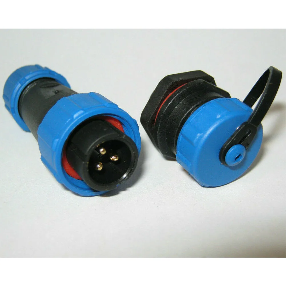 Conector circular impermeable SP16 Montaje en panel (4 pines) Color azul y negro Rendimiento confiable Protección IP68
