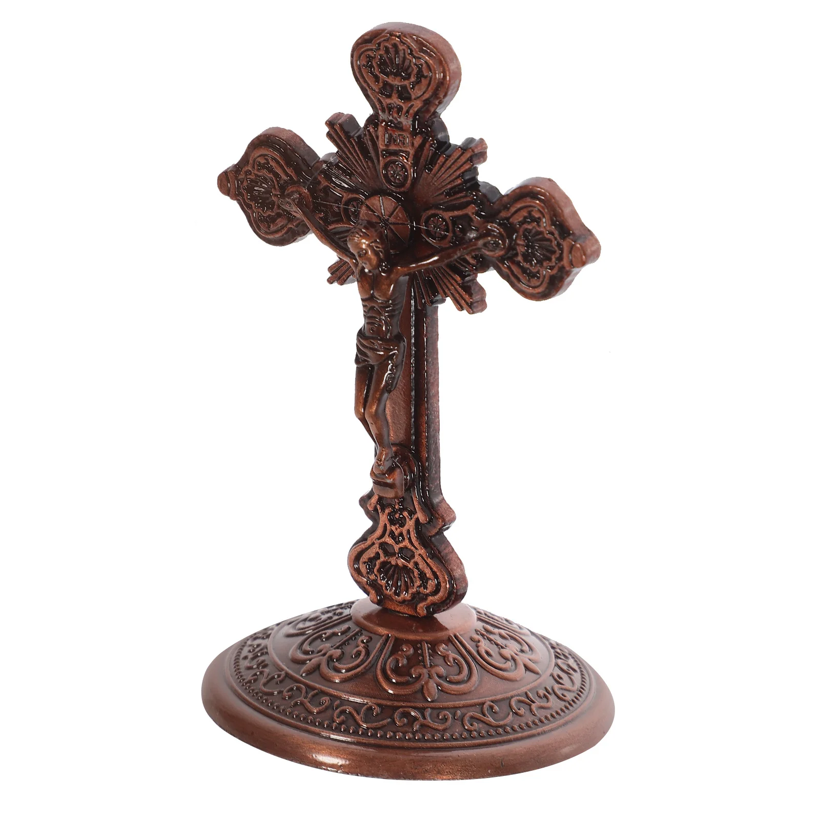 

Metal Cross Decoration Retro Style Standing Desktop Ornament for Living Room Bedroom Dining Room Religious Cross Adornment
