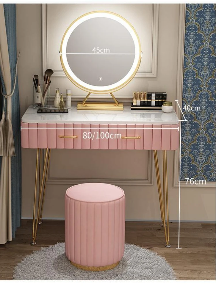 Eitelkeit Schreibtisch Moderne Kommode Tisch LED Mirros Haushalt Schlafzimmer Dressing Tisch Dichte Bord Make-Up Tisch Mit Spiegel Möbel