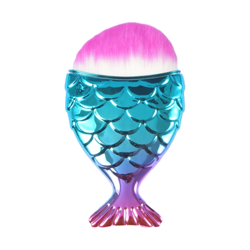 Fish Tail Shaped Nail Brush Cosmetic Brushes Soft Cleaning Dust Powder for Nails Care Manicure Tool Nail Brushes Fishtail Bottom