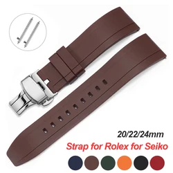 Waterproof Rubber Watch Band for Seiko TPU Strap for Rolex Quick Release Silicone Butterfly Clasp Diving Bracelet 20mm 22mm 24mm