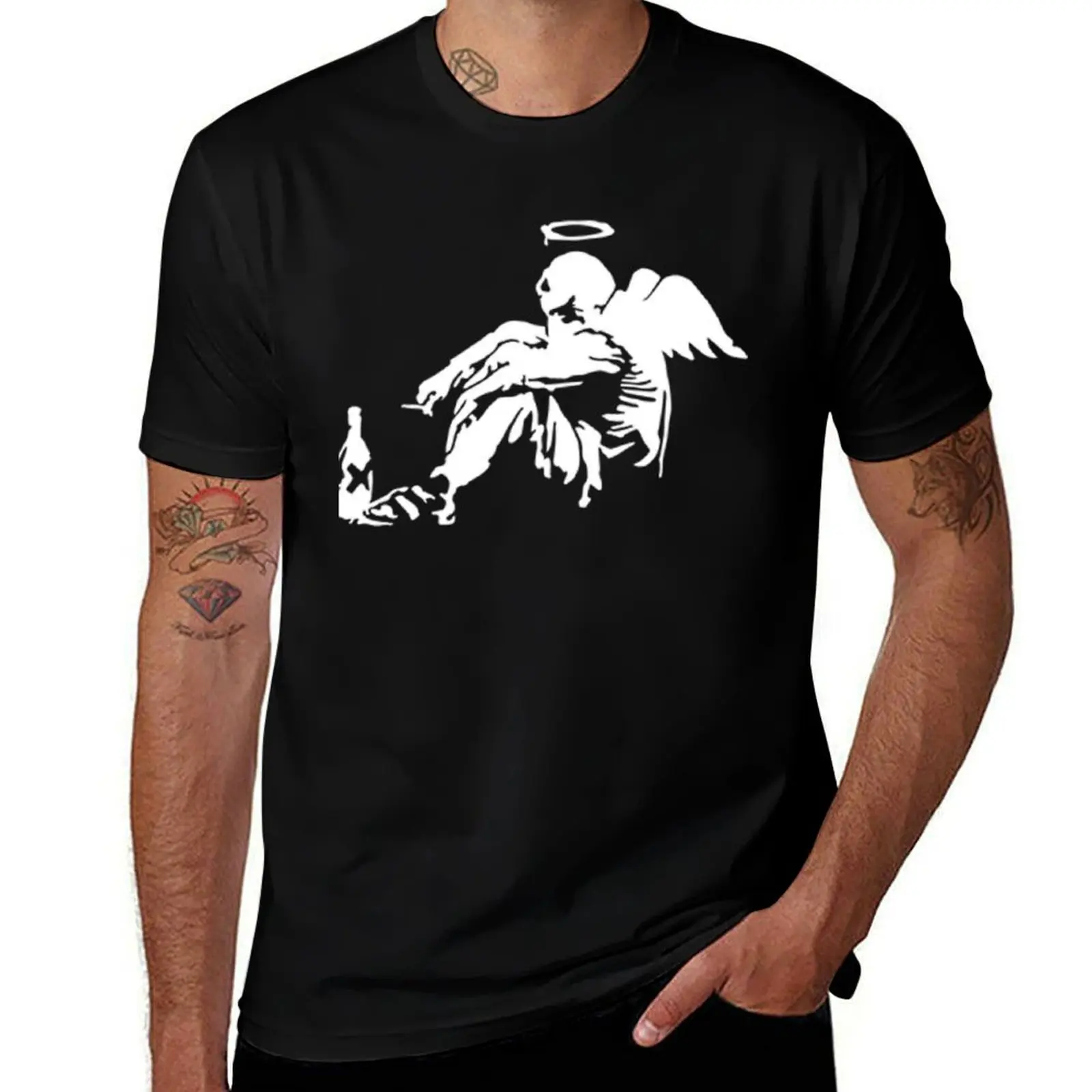 

Banksy Fallen Angel Classic T-Shirt anime figures summer top fashion shirts Men's t-shirt