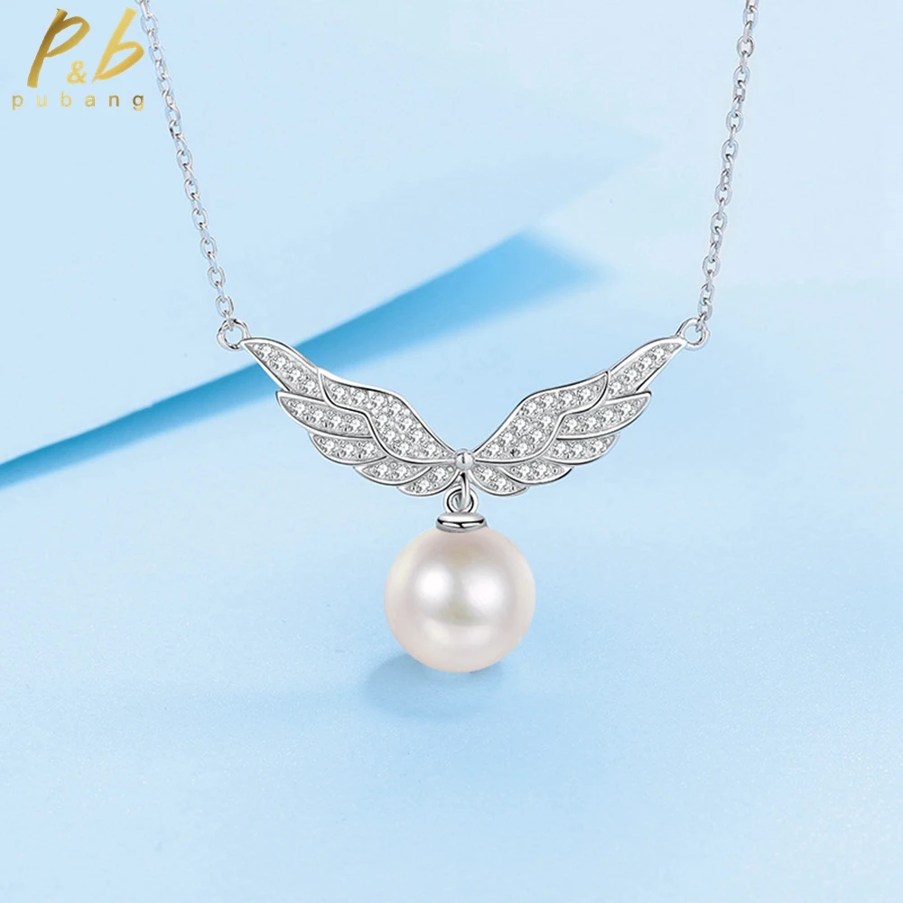 

PuBang Fine Jewelry Solid 925 Sterling Silver Luxury Real Moissanite Diamond Pearl Pendant Necklace for Women Gift Free Shipping