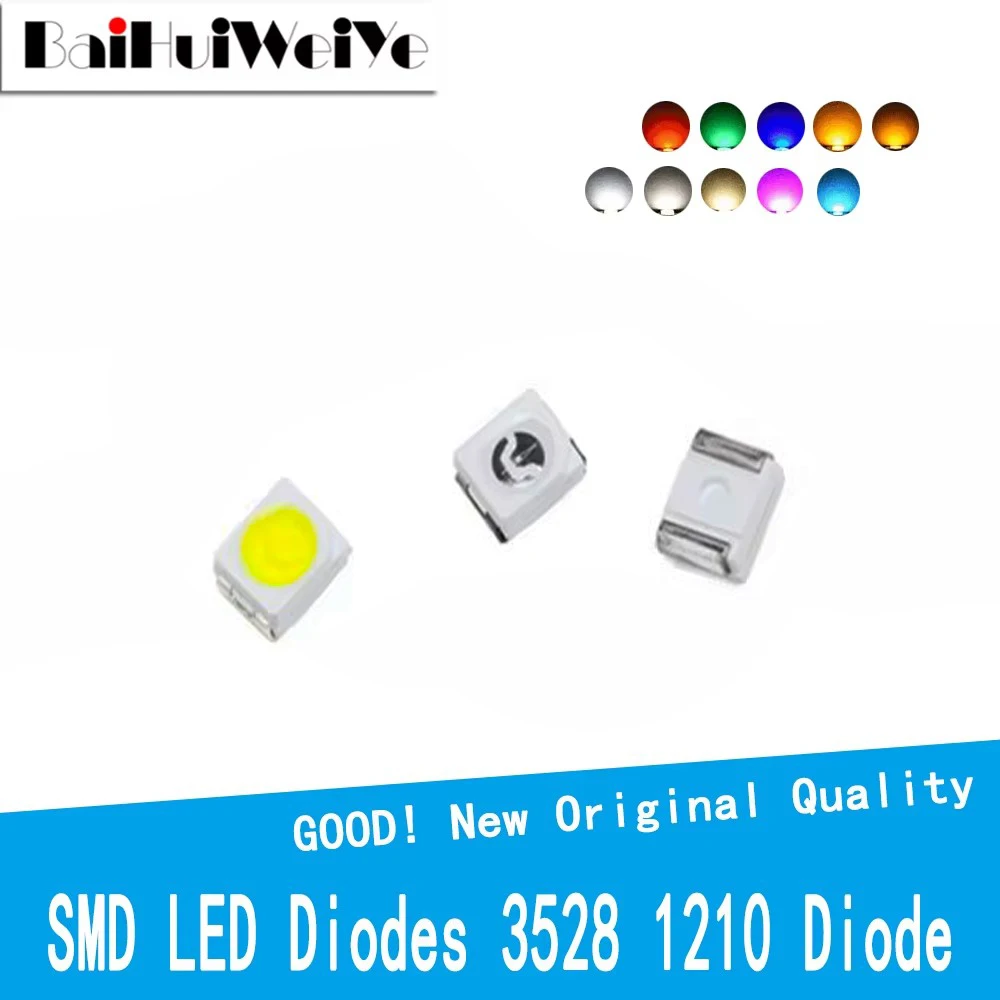 

100PCS SMD LED Diodes 3528 1210 Diode SMD LED Diodo Kit Green RED WARM White ICE Blue Yellow Pink Purple-UV Orange rgb