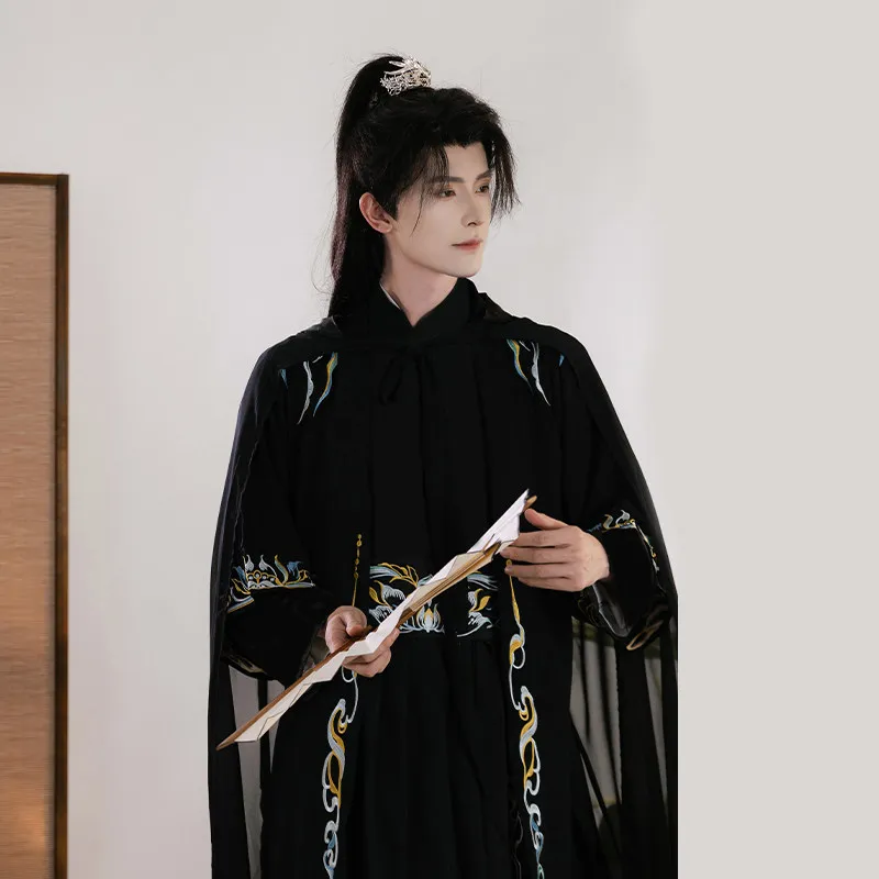 Embroidered Ancient Cloak Cape Martial Arts Knight Style Daily Performance Costume
