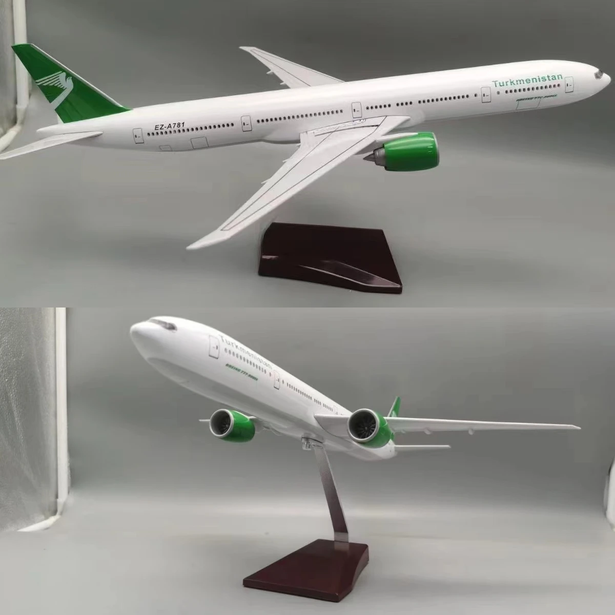 1:157 Scale 47cm Large 777 Aircraft Model B777-300 Turkmenistan Boeing B777 Aircraft Model Die-cast Aircraft with LED Lights